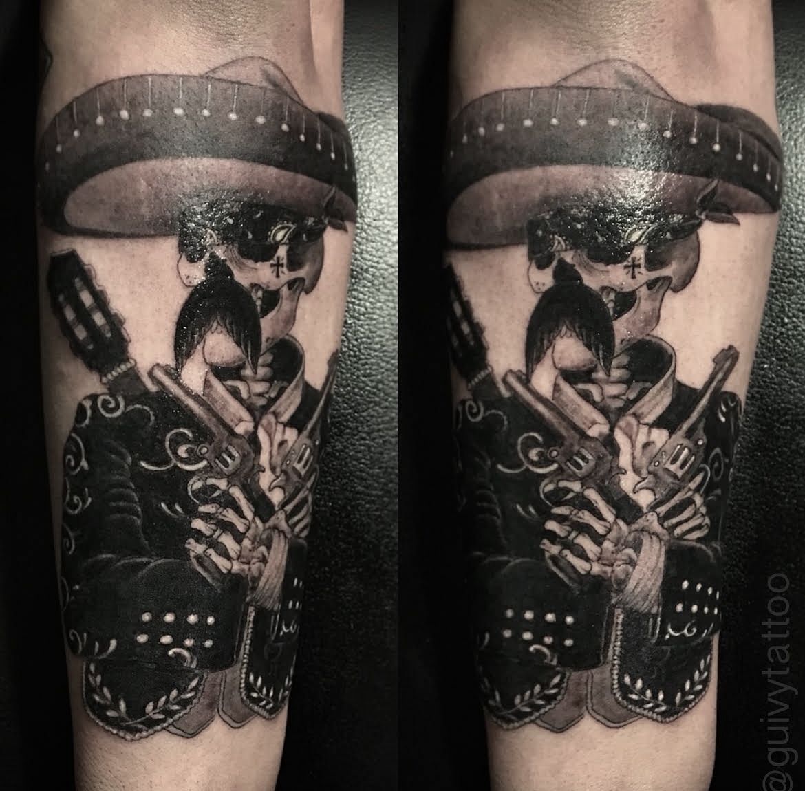 Tatouage chicano &mdash; squelette mexicain au sombrero
